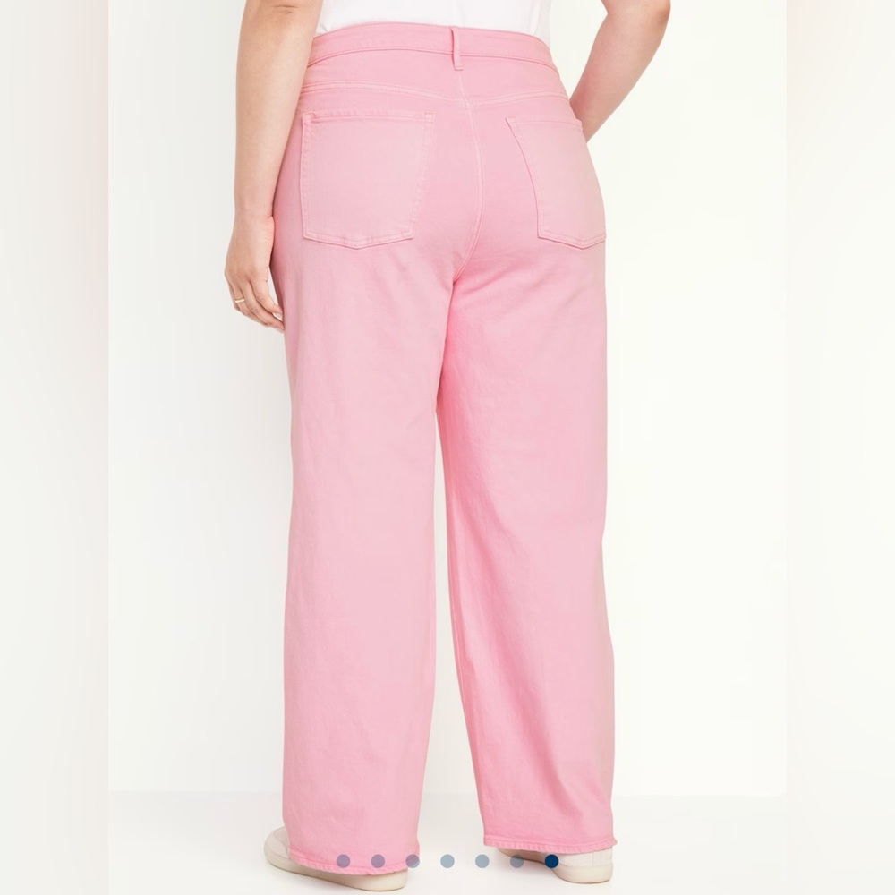 Old Navy Pink Jeans - Extra High-Waisted Sky-Hi Wide-Leg Jeans - Denim